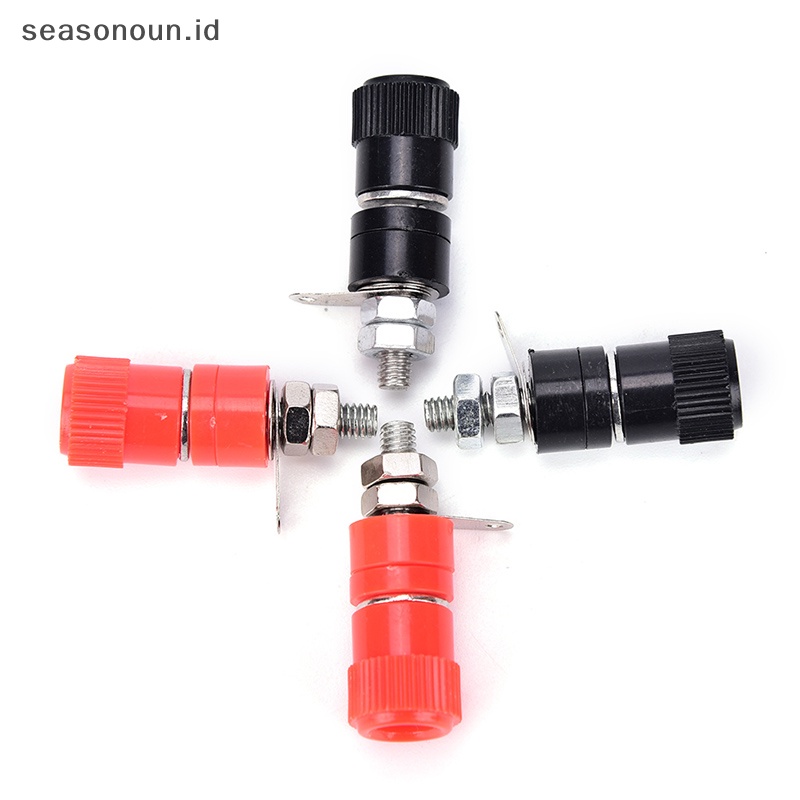 Rjmeasonoun 4pcs speaker amplifier terminal binding post banana plug socket konektor perempuan .