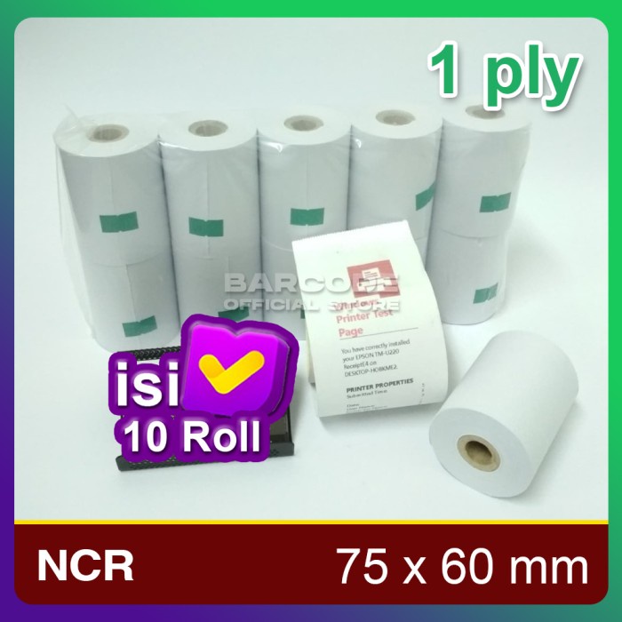 

( 1 PACK / SLOP ) KERTAS STRUK KASIR 75 X 60 mm - 1PLY isi 10 ROLL PST79