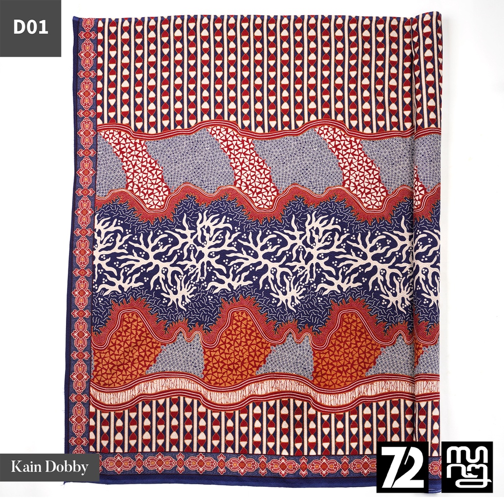 KAIN BATIK DOBBY Premium Motif Lapis Kaktus Warna Biru 723915 Cap 72