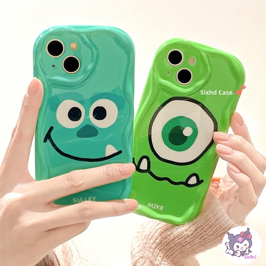 Compatible For iPhone 14 13 12 11 Pro Max SE2020 X Xr Xs Max 8 7 6 6s Plus Cartoon One Eyed Monster Wavy Edge Phone Case Soft TPU Protection Cover