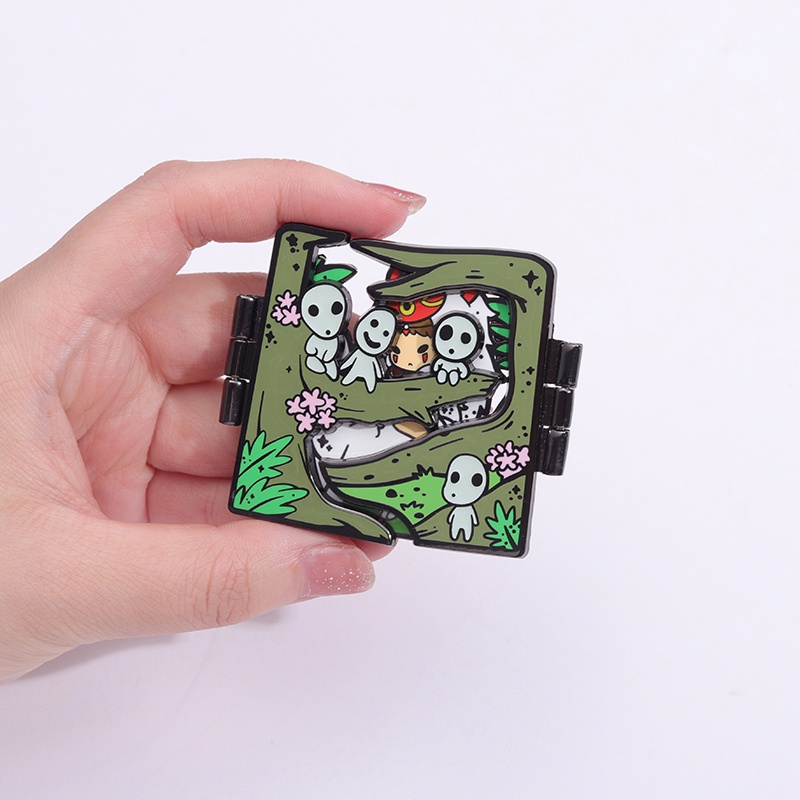 Anime Putri Mononoke Enamel Keras Pin Bros Hayao Miyazaki Gibli Bros Kerah Lencana Film Perhiasan Aksesoris Hadiah Untuk Teman Penggemar