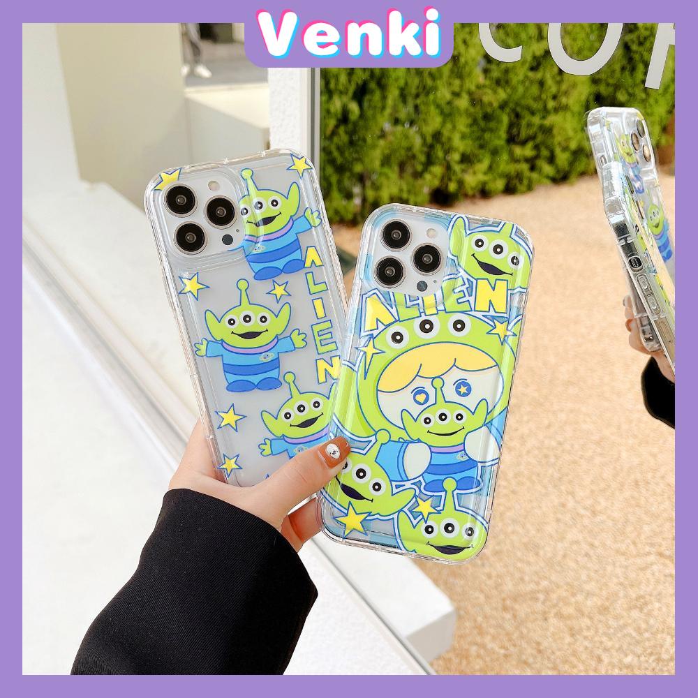 VENKI - Untuk iPhone 11 Case Bening Phone Case TPU Soft Airbag Shockproof Protection Camera Lucu Kartun Hijau Boneka Kompatibel dengan iPhone 14 13 Pro Max iPhone 12 Pro Max XR XS 7 8