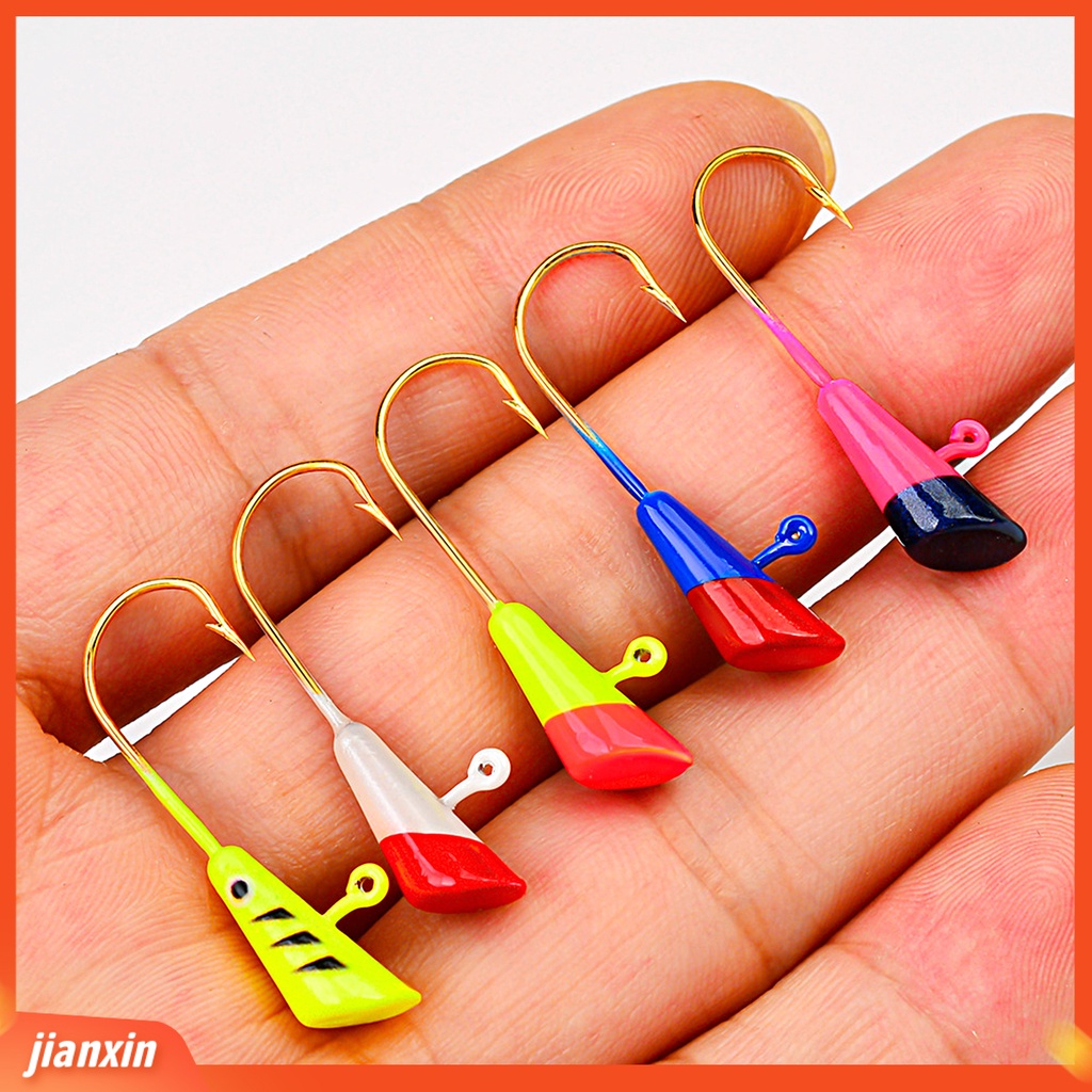 (In Stock) 5Pcs/Set Jig Kepala Kait Tajam Warna Cerah Penembus Kuat Air Asin Air Tawar Universal Logam Lembut Umpan Cacing Duri Fishhook Kit Peralatan Memancing