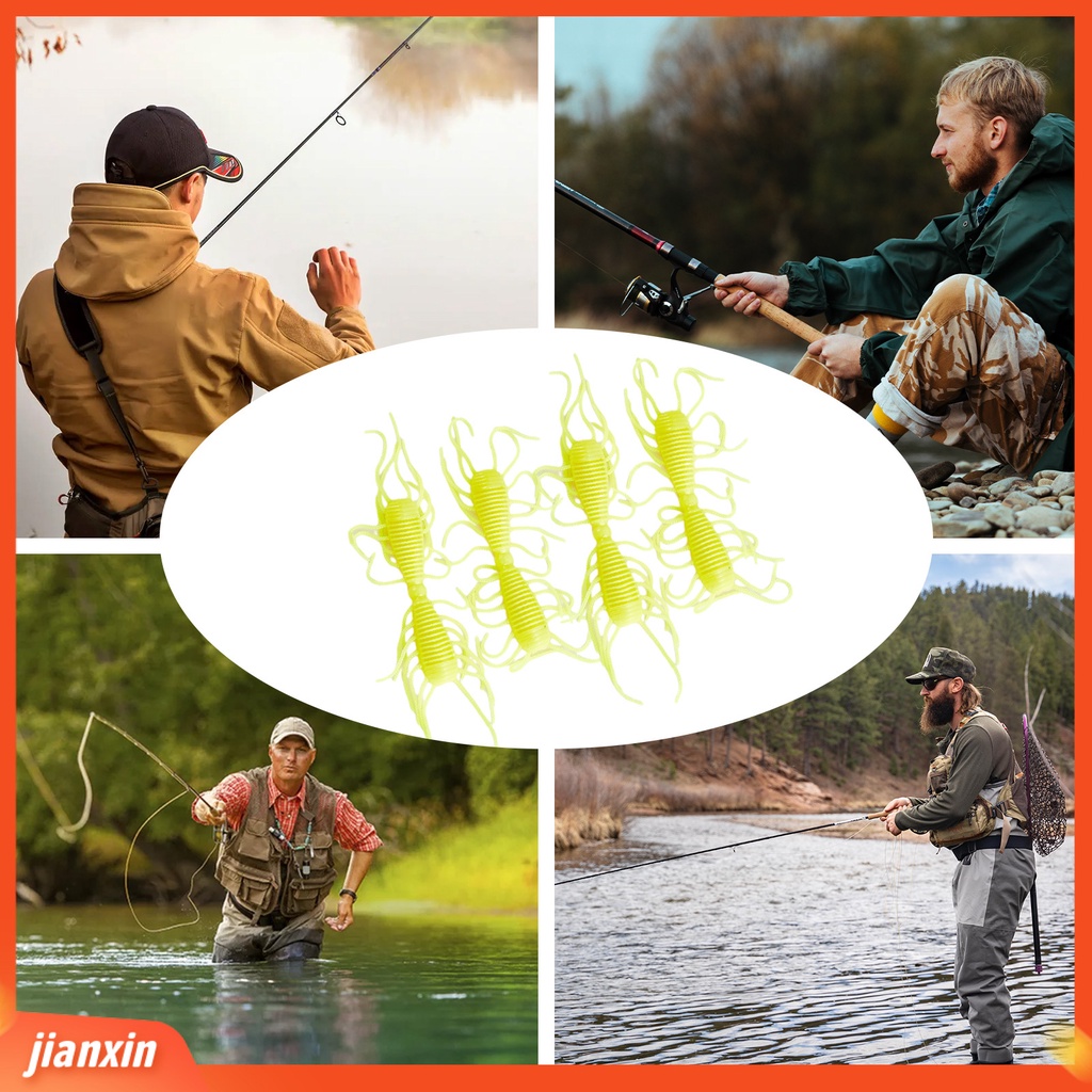 (In Stock) 4Pcs Umpan Pancing Desain Alur Sangat Simulasi Warna Cerah Ketangguhan Tinggi Fleksibel Jigging Lures Umpan Bionic Peralatan Memancing Perlengkapan Memancing