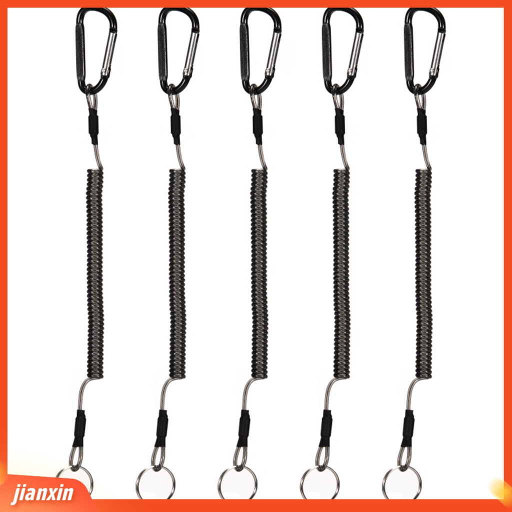 (In Stock) 5Pcs Kawat Baja Elastis Portabel Memancing Coil Tali Lanyard Aman