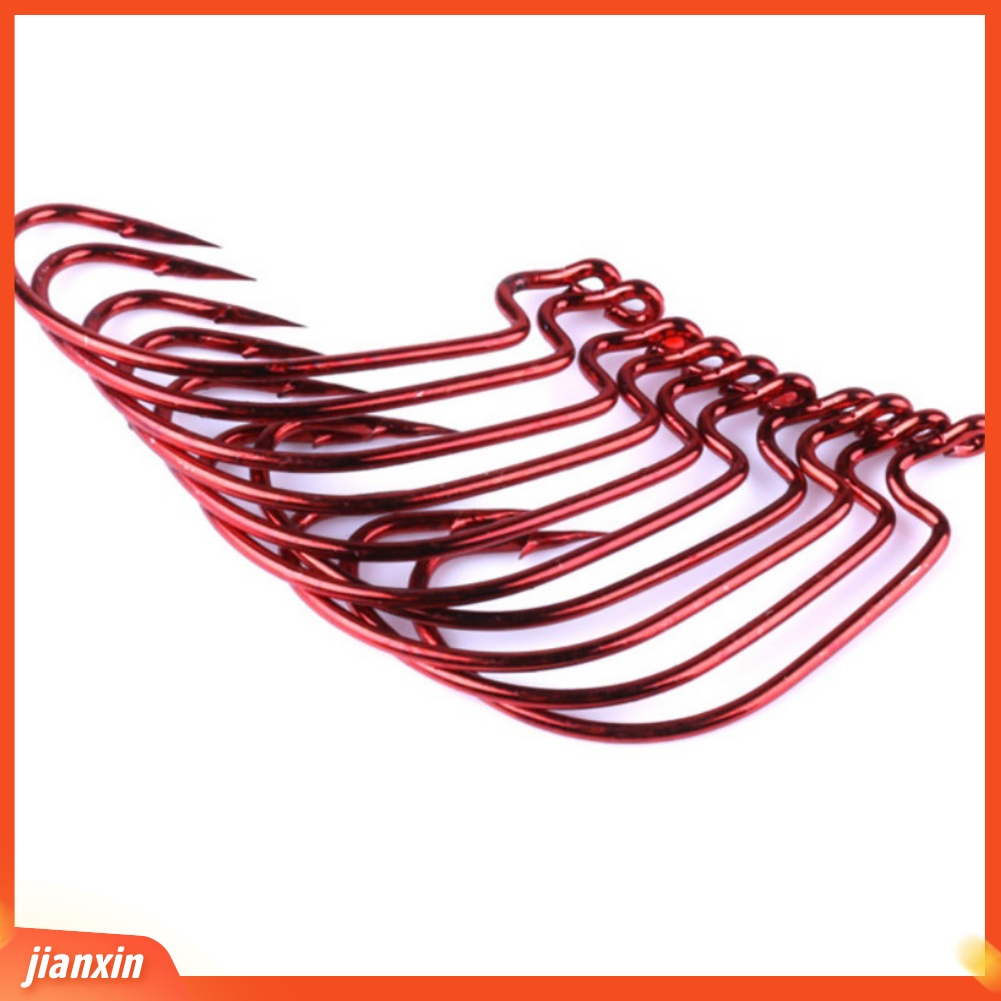 (In Stock) 50Pcs Baja Karbon Tinggi Tahan Lama J-shaped Barb Jig Hooks Fishhooks Alat Pancing