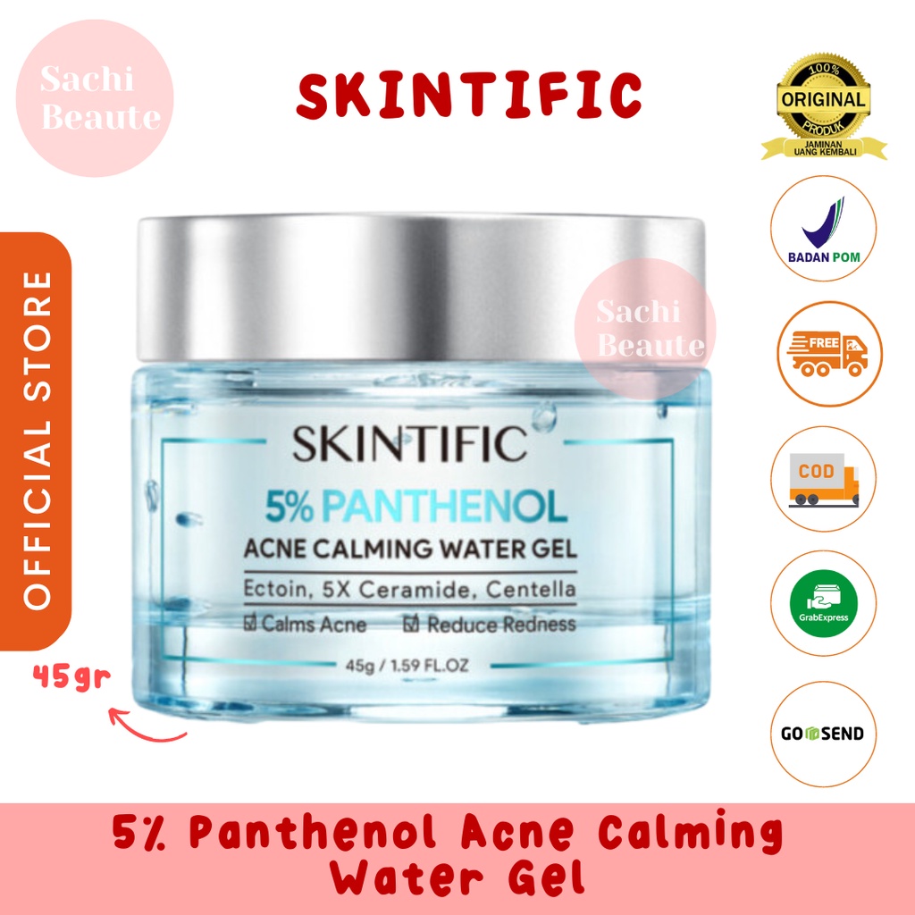 [NEW LAUNCH] SKINTIFIC 5% Panthenol Acne Calming Water Gel 45g Pelembab Wajah Cream jerawat Soothing Facial Moisturizer For Acne Skincare Crystal