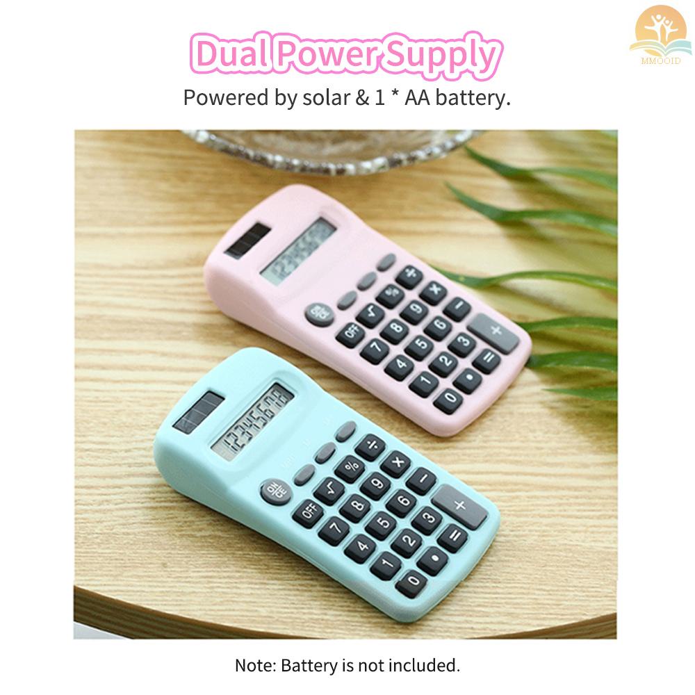 In Stock Kalkulator Lucu Mini 8digis Display Solar &amp; Baterai Dual Power Portable Elektronik Calculator Alat Penyejuk Penyejuk Untuk Siswa Sekolah Anak Kantor Rumah