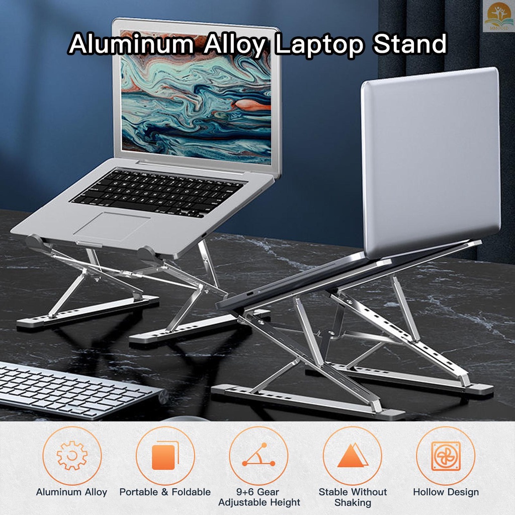 In Stock Portable Laptop Stand Ergonomic Aluminum Alloy Laptop Riser Double Height Adjustment Foldable  Notebook Holder Stand for 11-17 Inches Laptop