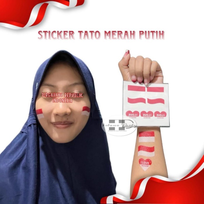 Temporary Tattoo / Tato Bendera Merah Putih Pipi Muka Tangan