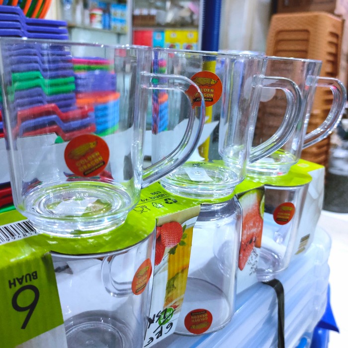 gelas akrilik 270ml | gelas melamin golden dragon bening