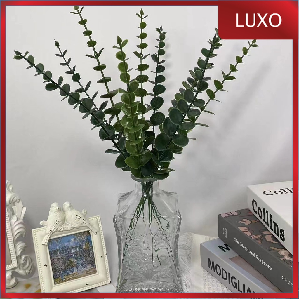 LUXO - [1 TANGKAI] Artificial Flocking Eucalyptus / Daun Palsu Hijau Dekorasi Florist