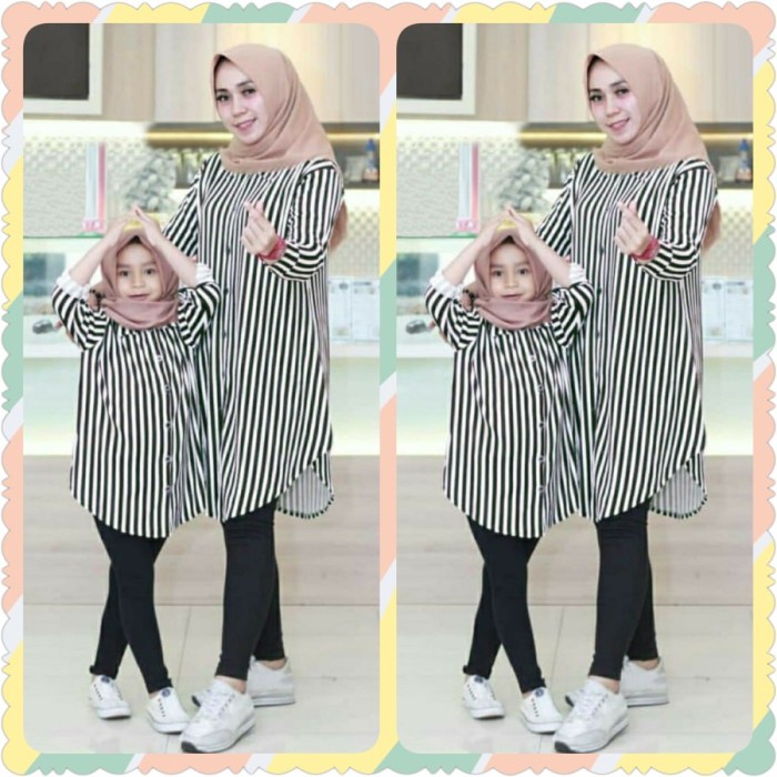 Baju Couple Mom Kid Tunik Pasangan Kapelan Ibu Anak Perempuan Salur