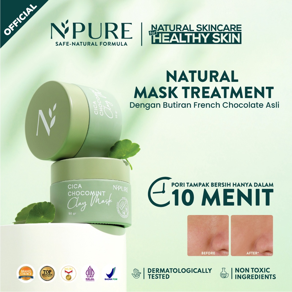 NPURE Chocomint Clay Mask / Masker Anti Jerawat Komedo / Masker Kulit Berminyak