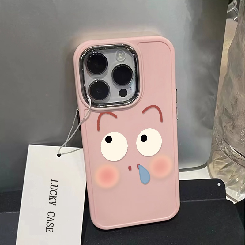 IPHONE Emosi Lucu Tombol Logam Casing Ponsel Silikon Kompatibel Untuk Iphone11 Pro Max XS X Xr8 +7Plus Casing Lembut Shockproof Cover Cell Precticer