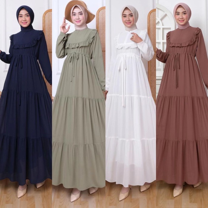 Promo Spesial Terbatas GAMIS MURAH / GAMIS HITAM/ DRESS HITAM POLOS/ BAJU HITAM GAMIS CERUTI - navy