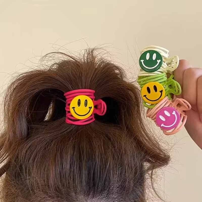 Vitalitas Gadis Warna-Warni Lucu Smiley Tinggi Ponytail Back Head Gaya Baru Klip