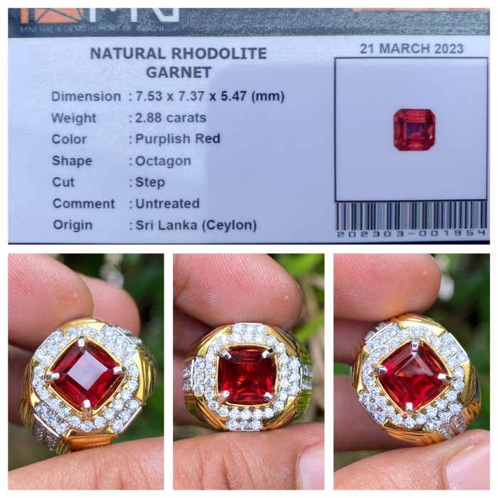 Natural 2.88ct Purplish Red Rhodolite Garnet Srilanka Ceylon