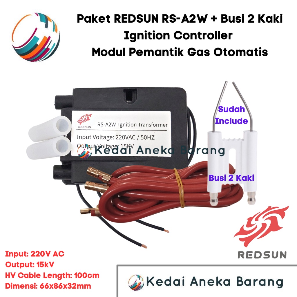 REDSUN RS-A2W Ignition Controller 220V AC Module Modul Pemantik Pematik Gas LPG NG Kontroler Igniter