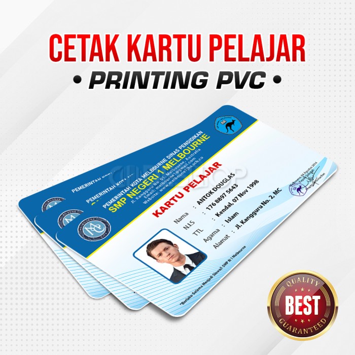 

Cetak Preprinted ID Card Custom Bahan PVC Premium Kartu Pelajar