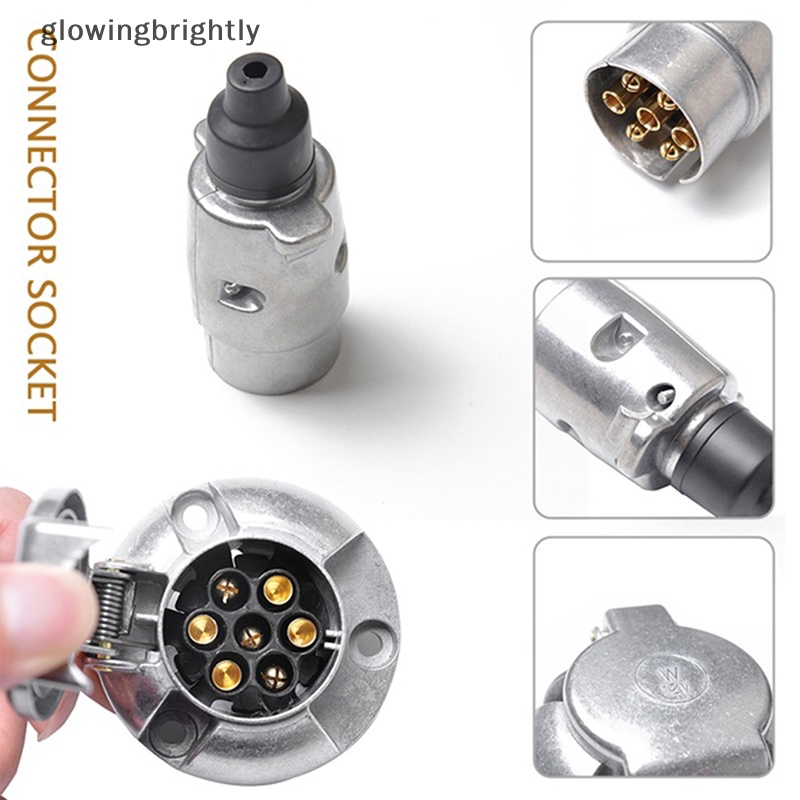 [glowingbrightly] Colokan 7pin Metal Trailer Towbar Towing Lights Socket Mobil Van Caravan 12V APM TFX