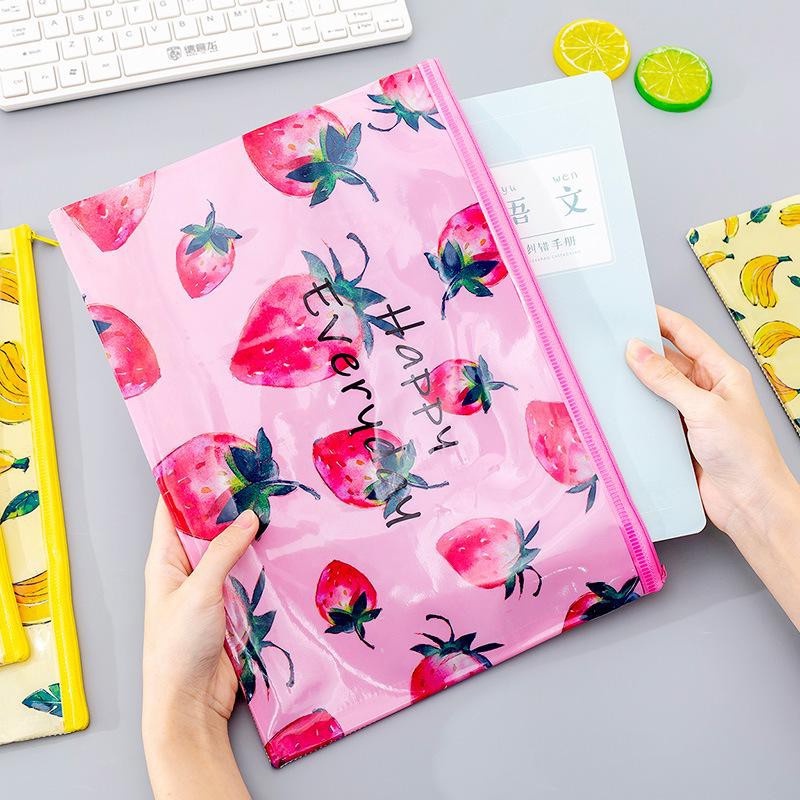 

LYSASHOPINSTAN Map Buku Motif Buah Jaring Transparan Ziper Bag Tas Dokumen
