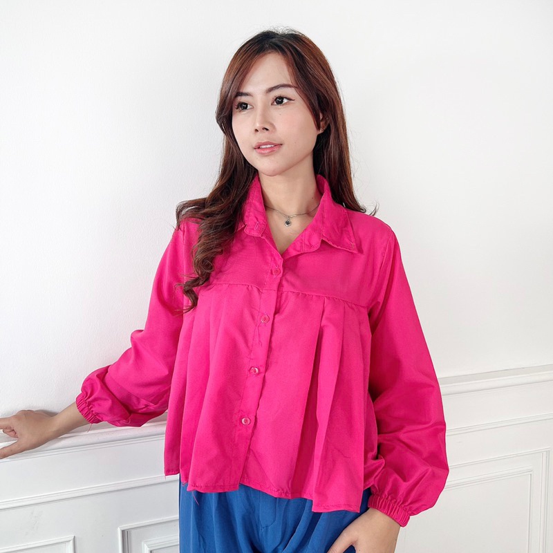 PREKTUS - ZSO Baju Atasan Wanita INA Polos Semi Formal Terbaru / Tafa Top / Kemeja Crop Polos Lengan