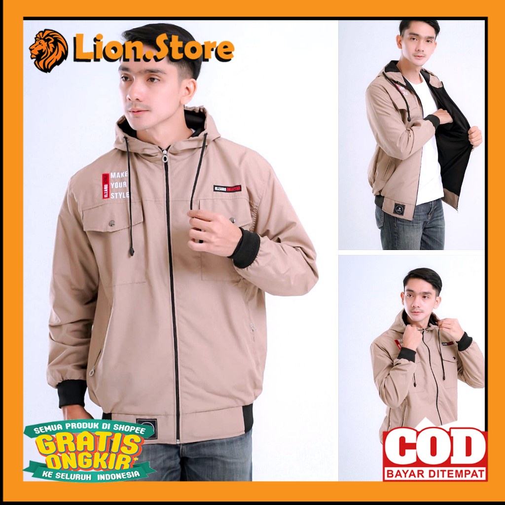 PARASUT JAKET OUTFIT KEREN TRENDY /Jaket pria IKC 002 distro cbr six Bandung hoodie dua sisi bolak b