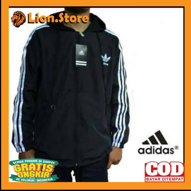 PARASUT JAKET OUTFIT KEREN TRENDY /JAKET PARASUT ADIDAS HITAM/JAKET PARASUT ADIDAS LIST PUTIH/JAKET 