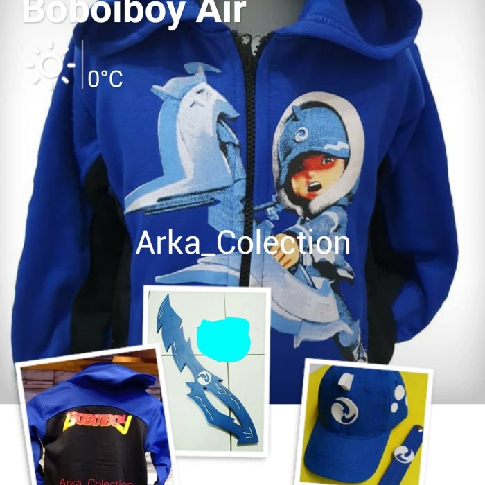 Jaket Boboiboy Air + Pedang+Topi +gelang ORIGINAL