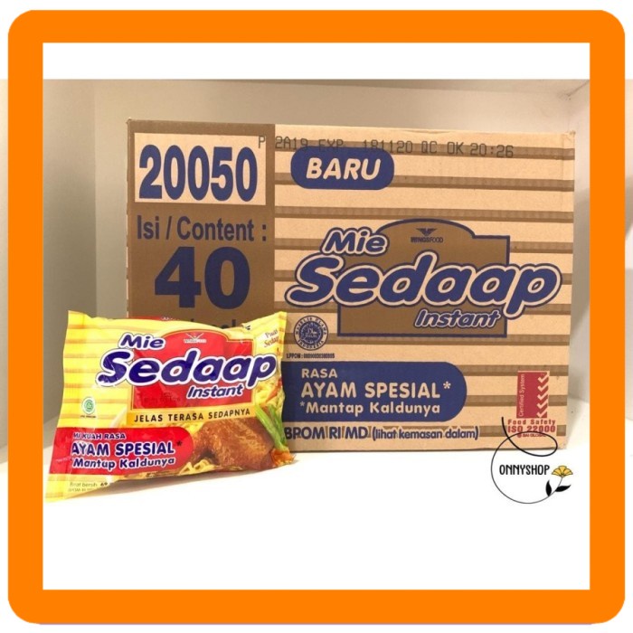 

MIE SEDAP / MIE SEDAAP RASA AYAM SPESIAL 1 DUS ISI 40PCS MIE INSTANT