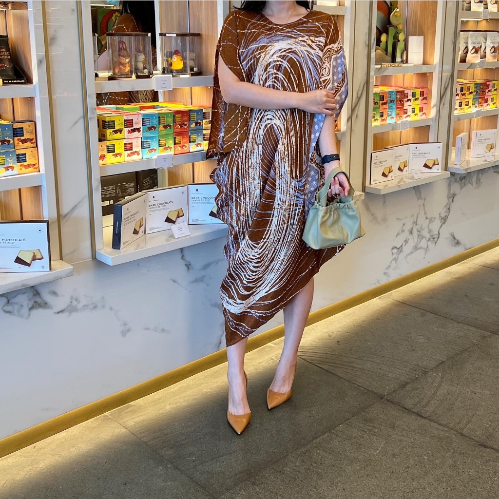 Dress Kaftan Batik Wanita Pakaian Pesta Kondangan Baju Batik Premium Kerja Kantor Jumbo Premium