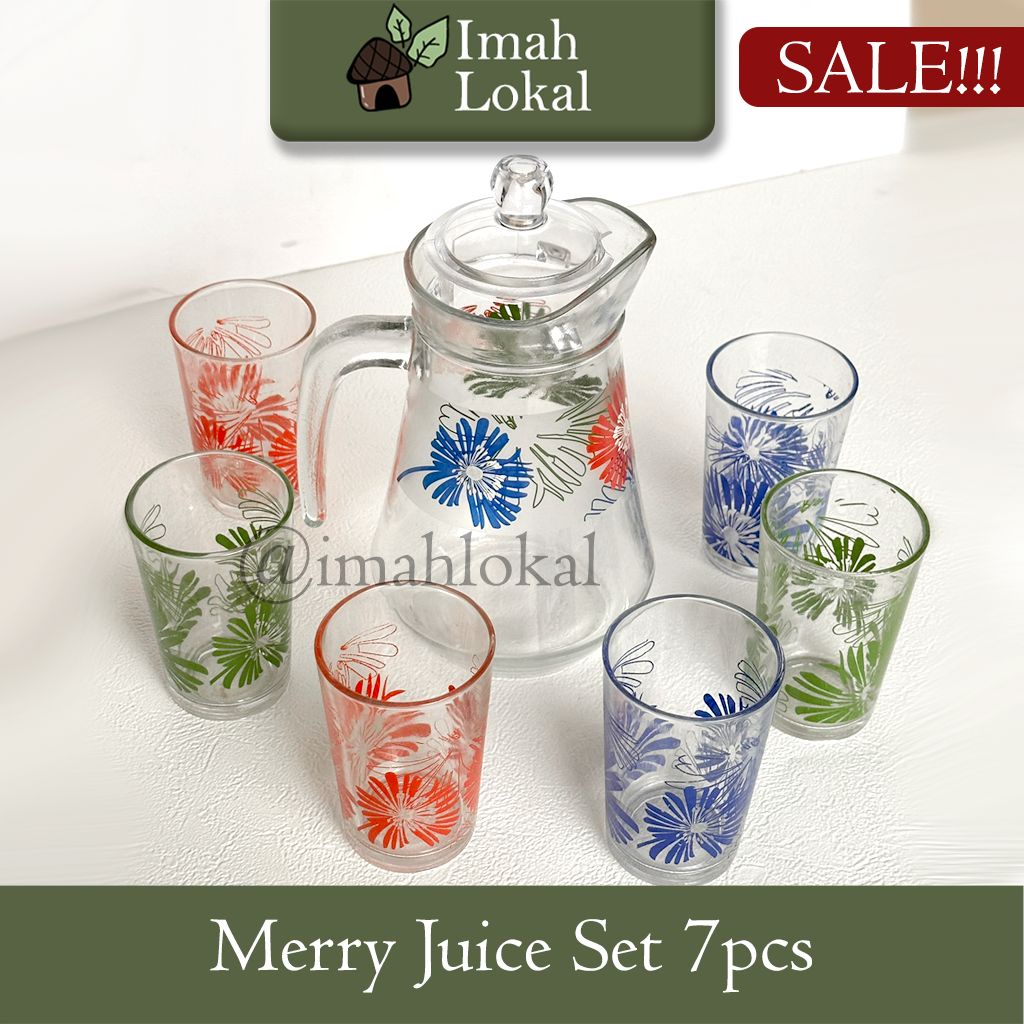 [SALE] 7pcs Coffee Set Kaca Gelas Teko Minuman | Merry Juice Set