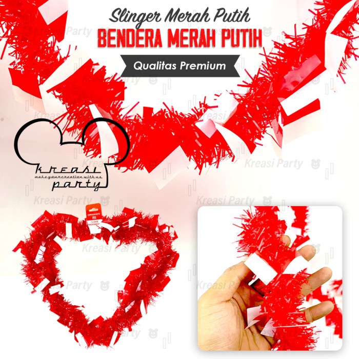 slinger Bendera Dirgahayu Merah / Slinger HUT RI / Hiasan Dirgahayu RI