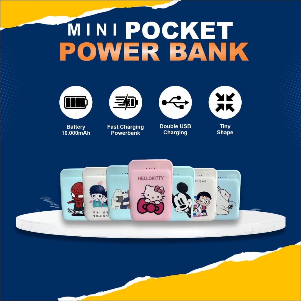 POWERBANK 2 USB 10000 MAH + CABLE MOTIF KARTUN LUCU IMUT KIYOWO
