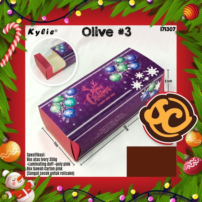 

Kotak kue Natal 26cm box kue Christmas kotak roll cake