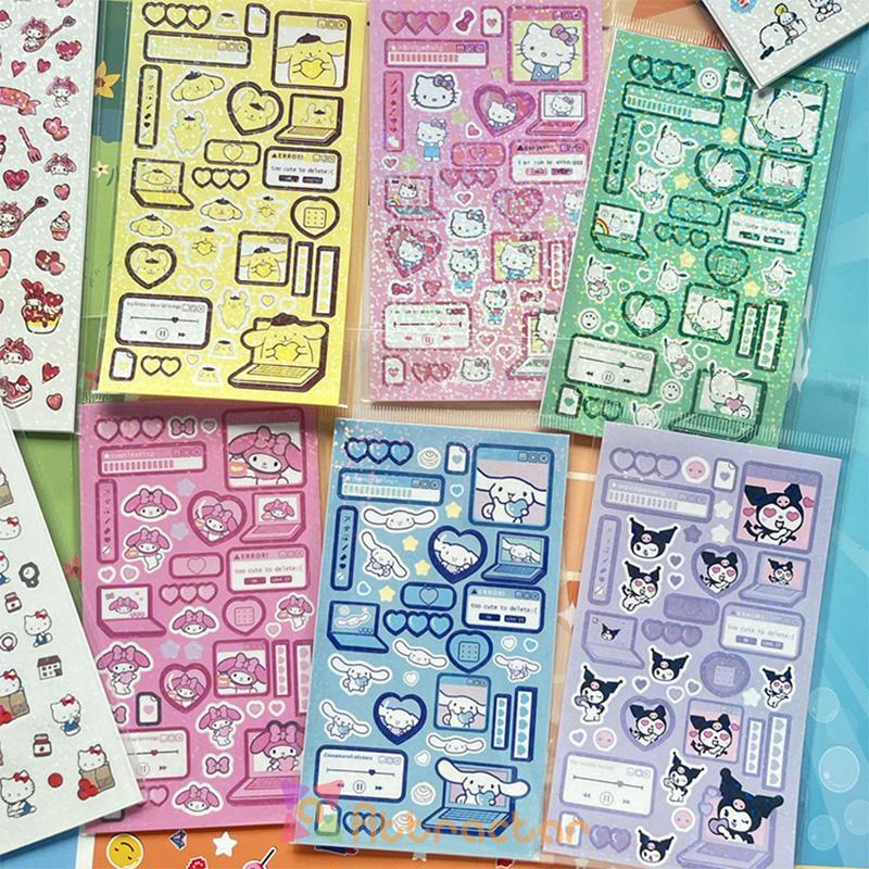 

✨COD-sanrio stiker lucu glitter/stiker decor cinamoroll kuromi pompom snopi hellokitty kuromi untuk dekorasi telepon selular laptop kopersepeda-AT