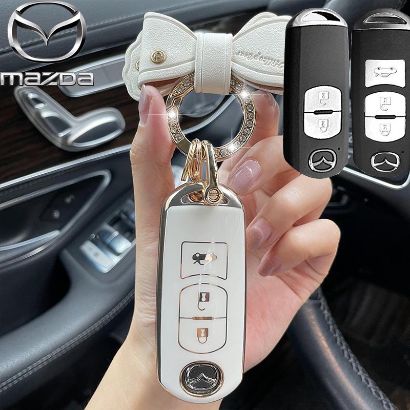 Mazda 3atenza Key Case CX5 CX8 CX4 M6 CX30 Tas Mobil Gantungan Kunci Key Holder Keyless Remote TPU Sarung Pelindung Kunci Mobil