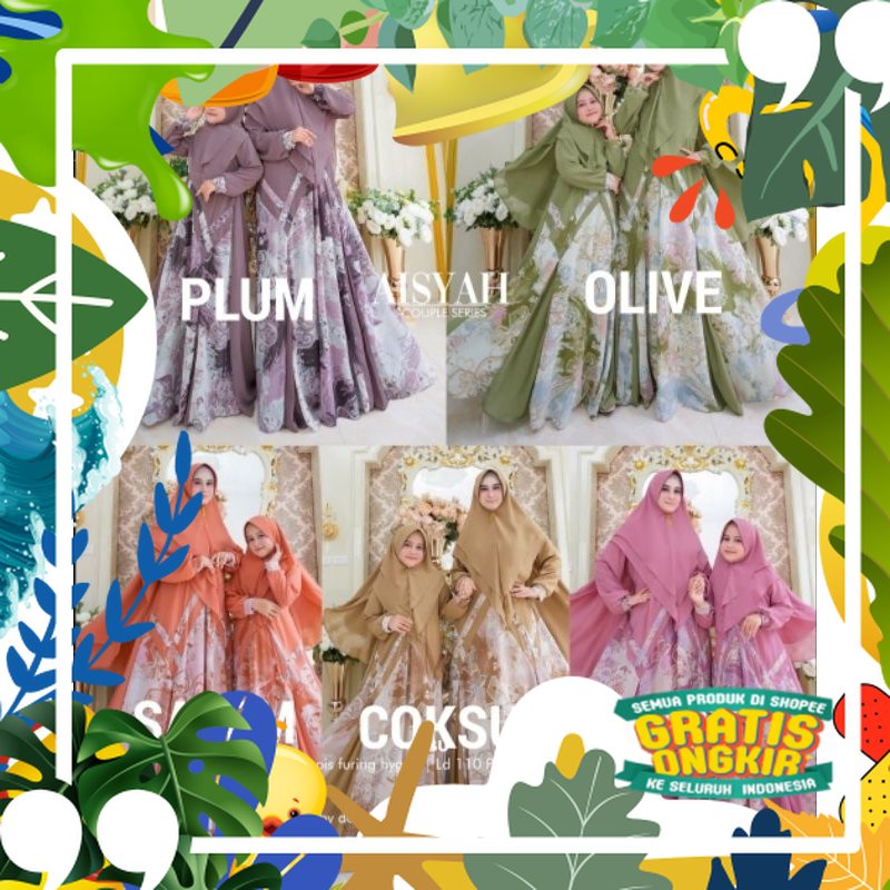 MAHDIYA OUTFIT - COUPLE GAMIS AISYAH SYARI (TERPISAH). BUSUI SET KERUDUNG GAMIS IBU ANAK/ solat shol