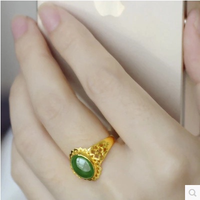 Goldkingdom Aksesoris Perhiasan Fashion Ready Stock Cincin Wanitagold Cincin Giok Emaspernikahan Perhiasanmommy Hetian Jade Rings, Cincin Perak Berlapis