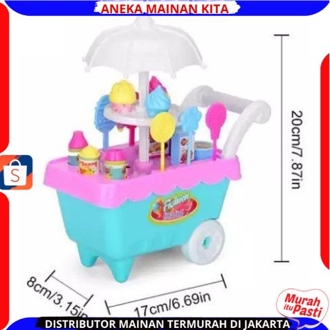 ( BISA COD ) PROMO Mainan Anak Gerobak Es Krim Permen Keranjang Bonus 2 Kuda Pony Anak-anak DIY Play Set Makanan Penutup Trolley Mainan Puzzle / Mainan Edukasi Anak / Mainan Anak Laki Laki / Mainan Anak Perempuan FI503 SNI