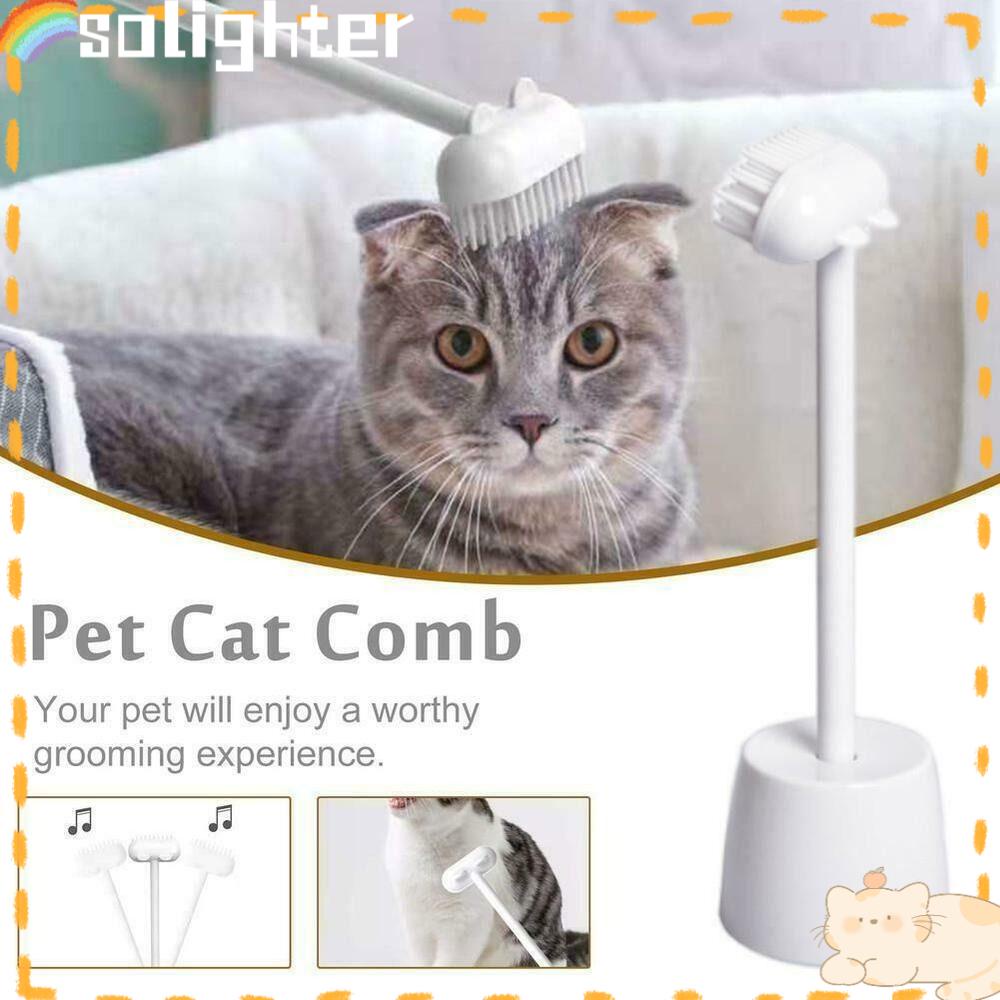 Solighter Pet Comb ABS Gagang Panjang Perlengkapan Mainan Hewan Peliharaan Sikat Pijat Kucing