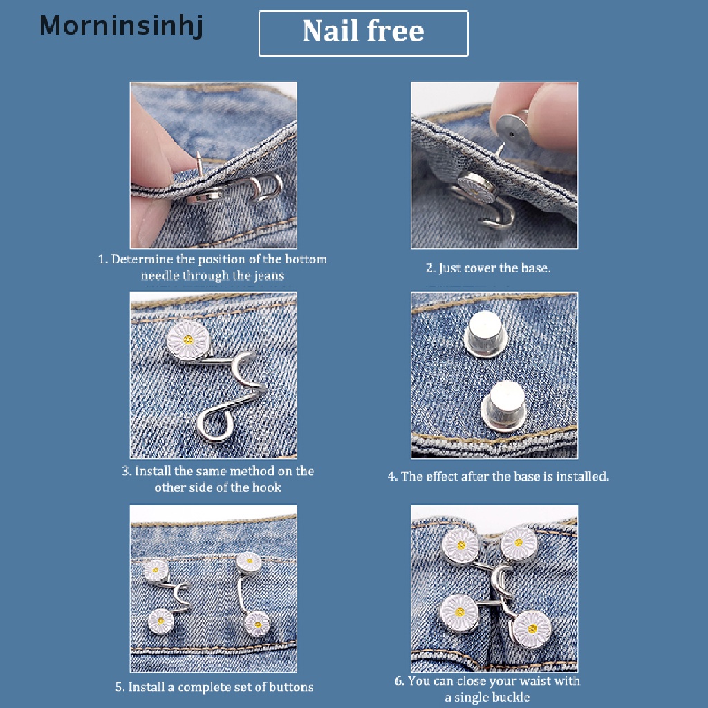 Mornin Wanita Rok Celana Jeans Adjustable Waist Clip Metal Pin Aksesoris Pakaian Jahit Wanita Bros Set Mengencangkan Pinggang Bros id