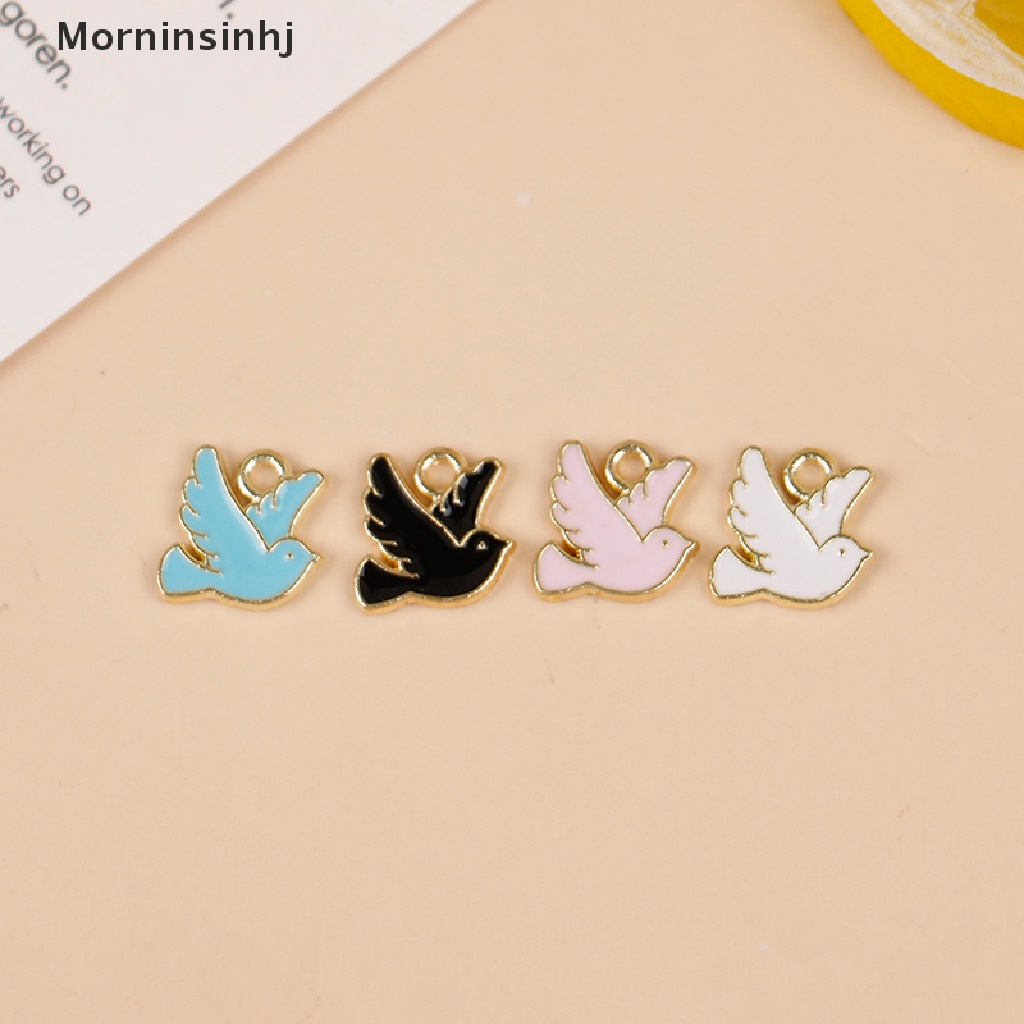 Mornin 10pcs 10*10mm Liontin Metal Peace Dove Untuk Membuat Perhiasan DIY Aksesoris id