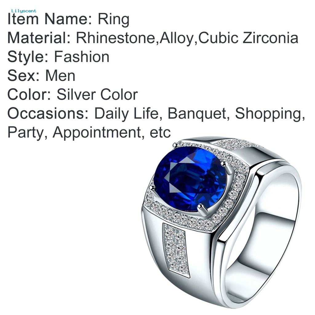 Lilyscent Cubic Zirconia Engagement Wedding Band Ring Untuk Pacaran Cincin Batu Biru Besar Indah