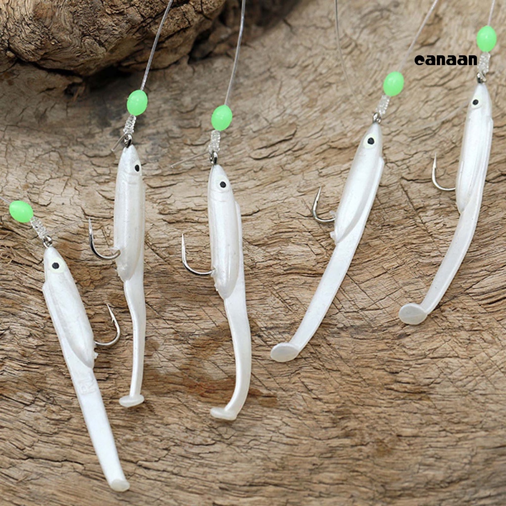 Cnn-5pcs/set Pengait Tali Ikan Manik Bercahaya Kait Tunggal Konektor Logam Kait Tali Belut Tahan Aus Untuk Angling