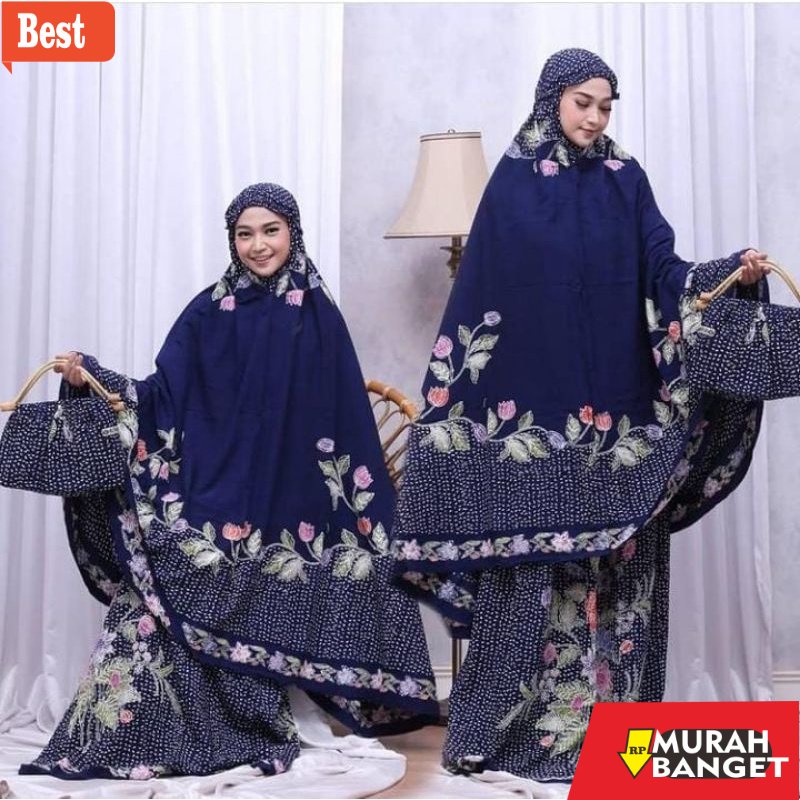Peralatan ibadah di bulan ramadhan- Mukena batik jumbo encim tas rotan Al-Fariz asli pekalongan rayo