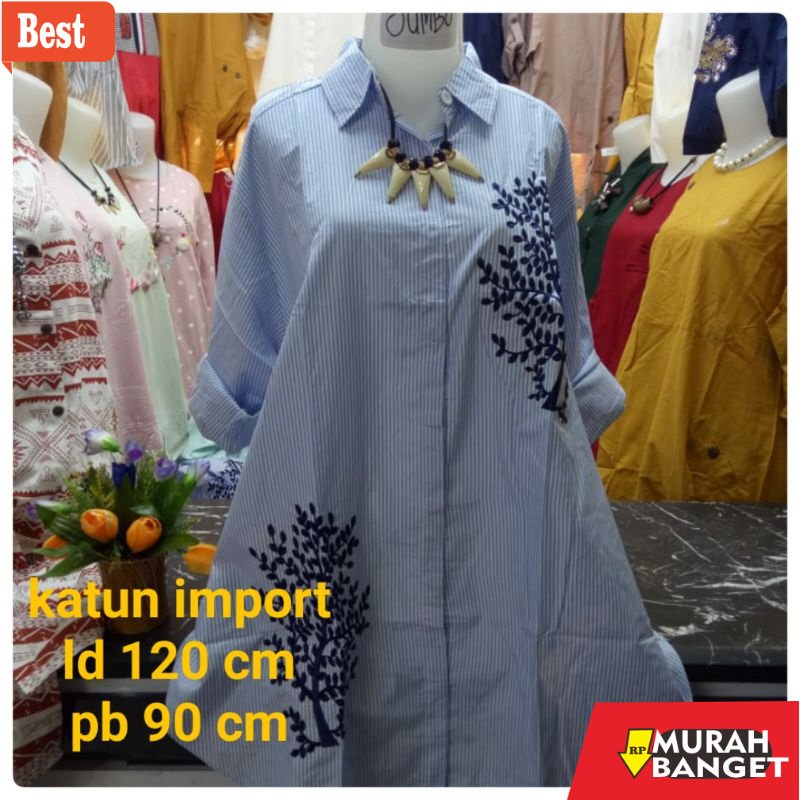 Tunik jumbo terbaru untuk wanita- Tunik Jumbo Bordir Motif Pohon wanita