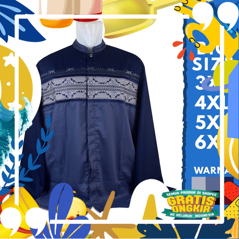 Baju Koko Jumbo Kemeja Koko Fashion Muslim Pria 7 Ukuran Jumbo Big Size XXL XXXL XXXXL XXXXXL/ Pink 