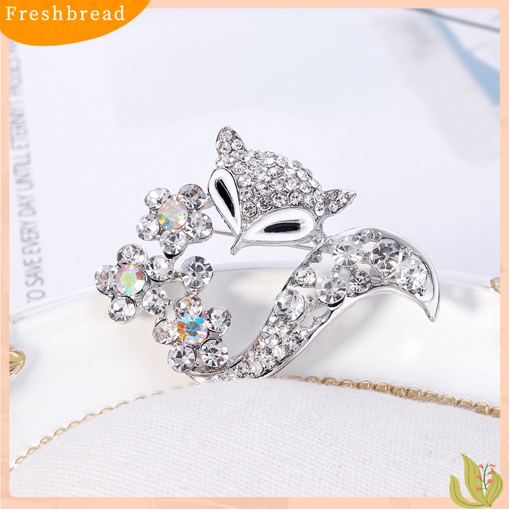 &lt; Freshbread &gt; Bros Aksesoris Pakaian Elegan Alloy Fox Berlian Imitasi Brooch Badge Untuk Pesta